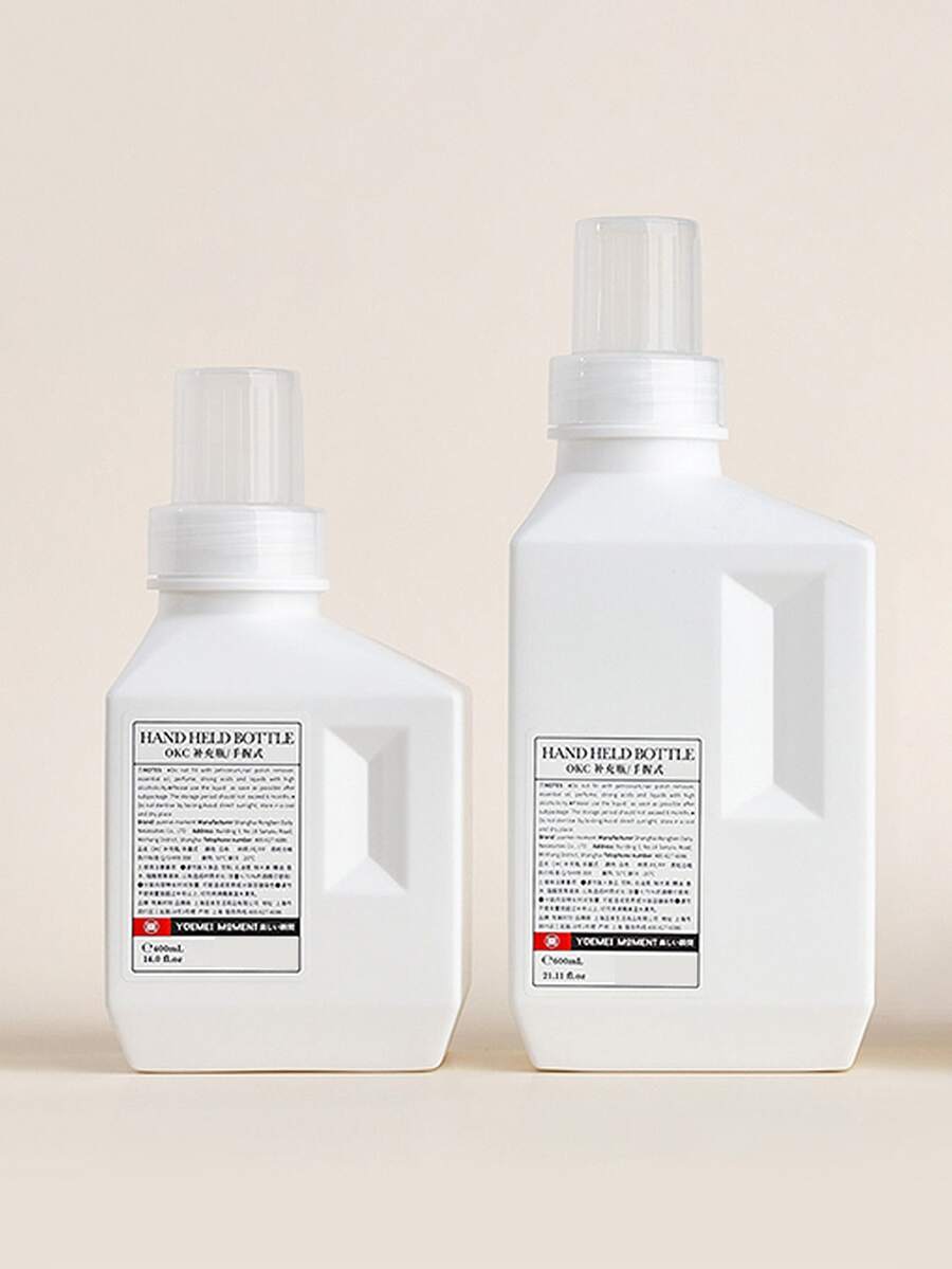 1pc Large Capacity Refillable Bottle For Home Laundry Detergent, Fabric Softener, Disinfectant - White - View 1