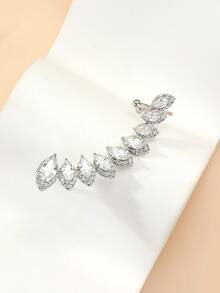 1 件白色方晶鋯石裝飾耳夾、耳環、吊式耳環,高端、時尚、奢華設計,個人化女士珠寶 - 白色 - 查看 3