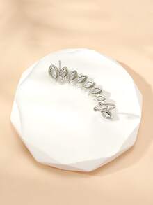 1 件白色方晶鋯石裝飾耳夾、耳環、吊式耳環,高端、時尚、奢華設計,個人化女士珠寶 - 白色 - 查看 2