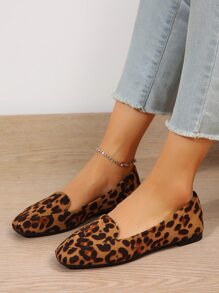 Fashionable & Comfortable Brown Leopard Print Flat Shoes - Brown - View 2