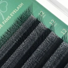 Glamlash 12Rows W Shape 4D Premade Volume Easy Fans False Lashes C D L LU Curl Nature Soft Light Individual Lashes Clover Bloom Eyelashes Extension Lash Clusters,Eye Lash Clusters,Individual Eyelashes,Lashes,Fake Lashes - Black - View 7