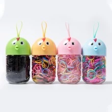 1桶童裝一次性髮圈,女孩和嬰兒用的彈性橡膠筋,黑色,不傷髮