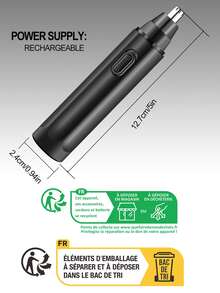 1只可充電式電動鼻毛修剪器,男女適用攜帶式刮鬍刀夾