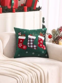 1個毛絨印花和刺繡聖誕枕套 - 彩色 - 查看 6
