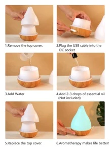 ellestfun 1 pieza Difusor de aceites esenciales ultrasónico de 7 modos de color - Blanco - Ver 9