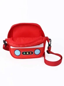 sheemeet 1個女孩用聚酯纖維拉鍊式斜背/肩背包,3-12歲,可愛,簡單,輕巧,實用,vroom汽車印花圖案 - 紅色 - 查看 5