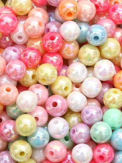 beadia 6/8/10/12/14毫米不透明混色圆形亚克力隔珠，适用于制作和分隔手链、项链及其他珠宝首饰