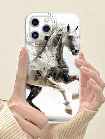 Handyhülle mit abstrakt Konzept Pferd Muster, TPU kompatibel zu Apfel und Samsung Handy