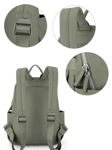 适合初中生的时尚书包，适合少女的书包，小学高中小型笔记本电脑包，旅行背包，礼物，耐用尼龙，非常适合户外旅行和返校！ - 墨綠色 - 查看 7