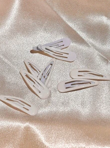 8入組女士5cm白色五彩金屬發夾,適用於日常使用和甜美水滴髮飾 - 白色 - 查看 4