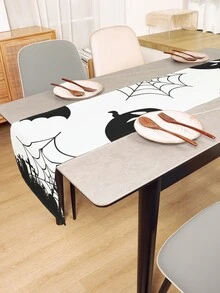 1pc Halloween Cute Ghost & Spider Web Printed Desk Flag - Multicolor - View 5