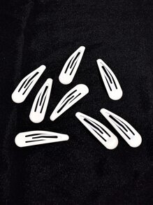 8入組女士5cm白色五彩金屬發夾,適用於日常使用和甜美水滴髮飾 - 白色 - 查看 3