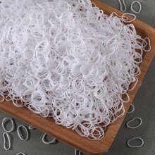 500pcs Girls' Mini Disposable Elastic Hair Ties, Suitable For Daily Use - White - View 3