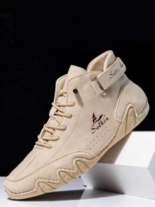 男士休閒章魚風格滑步鞋,有縫細節和柔軟鞋底 - 米色 - 查看 1