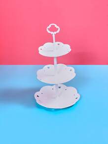 1pc Dessert Table Decor, Birthday Cake Stand, Dessert Display Rack, Birthday Wedding Decoration, Afternoon Tea Sweets - White - View 1