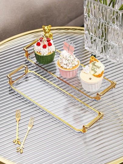 1 pezzo Vassoio per servire con doppia maniglia, ideale per tavolo da pranzo, cucina, regalo di Natale