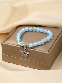 1條時尚珠子手鍊,星型吊墜,商品實物與圖片可能會有色差 - 彩色 - 查看 2