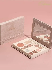 COLORROSE Embossed Makeup Palette, Matte & Pearlescent Eyeshadow Powder Palette, High Color Payoff, Long-Lasting Shimmer Eyeshadows, Smooth & Lightweight, With Mirror, Highlighter, Contour & Blush Multi-Functional Makeup Palette - 1083杏仁奶茶 - 查看 4