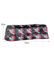 1pc Unisex Red Pirate Pattern Polyester Headband Festival Headwear Halloween - Multicolor - View 3