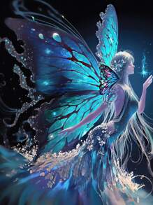 1入組蝴蝶仙女設計水鑽繪畫,水鑽繪畫成套工具 - 彩色 - 查看 1