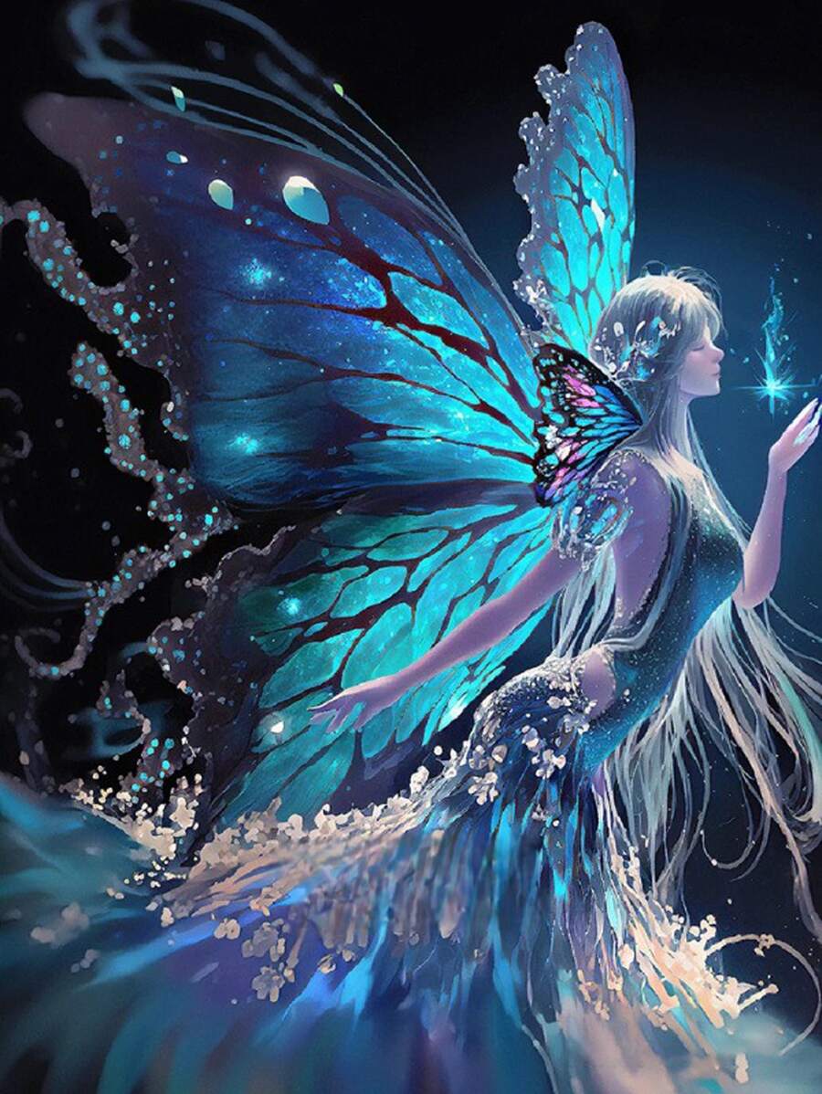 1入組蝴蝶仙女設計水鑽繪畫,水鑽繪畫成套工具 - 彩色 - 查看 1