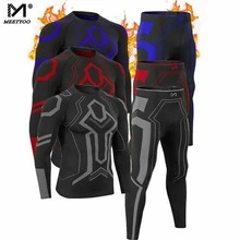 Mens Seamless Thermal Underwear Set Compression Base Layer Fleece Long Johns Warm Set for Skiing Running Outdoor Sports - Grey - View 1