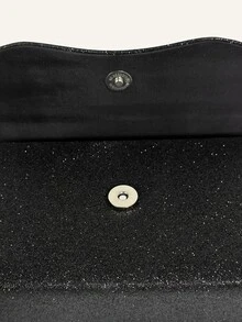 1入組金屬亮絲金光閃閃晚上手拿包發亮的蝴蝶結手提包派對舞會婚禮錢包附上衣手柄適用於購物 - 黑色 - 查看 8