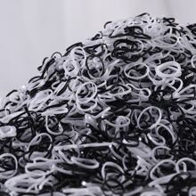 500Pcs Girls Colorful Mini Disposable Rubber Band Hair Ties Suitable For Daily Use - Black and White - View 5