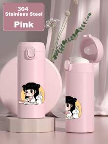 1pc Cute Little Girl Pattern Outdoor Portable Water Cup/Exquisite Coffee Cup Back To School