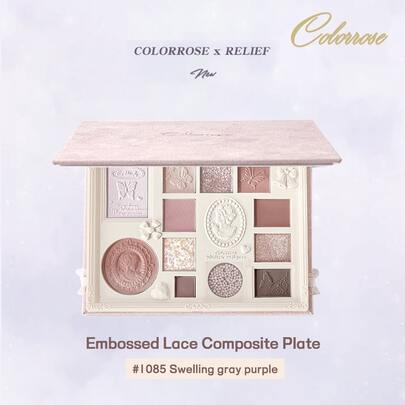 COLORROSE Embossed Makeup Palette, Matte & Pearlescent Eyeshadow Powder Palette, High Color Payoff, Long-Lasting Shimmery Eyeshadows, Smooth & Lightweight, With Mirror, Highlighter, Contour & Blush Multi-Function Makeup Palette