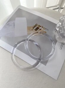 2pcs Transparent Round Acrylic Resin Imitation Bag Handle Diy Accessories - Clear - View 3