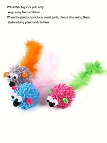 Pet Cat Toy, Mouse On A String With Colored Plush Handle - For Interactive Playtime, Random Color - Multicolor - View 4