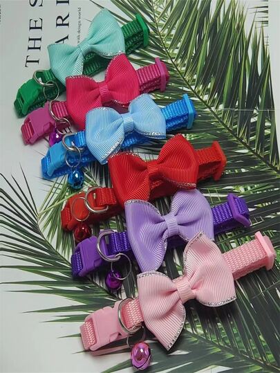 5pcs Random Pet Collars - Dog & Cat Bowknot Collar, Neck Strap, Pet Supplies