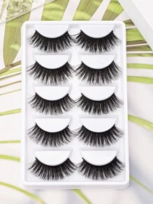 Naturel 5 paires Doux Pratique Faux Cils Formation Cils Pour Greffage Cils Extension De Cils Débutants Pratiquant Enseignement Outil - Noir - Voir 1