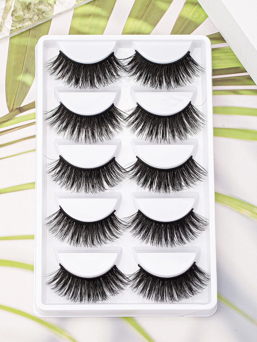 Naturel 5 paires Doux Pratique Faux Cils Formation Cils Pour Greffage Cils Extension De Cils Débutants Pratiquant Enseignement Outil - Noir - Voir 1