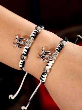 2入組哥特式蜘蛛形狀手鐲套裝適合男人及女人