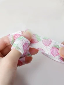 3 pièces/lot Bandage élastique auto-adhésif non tissé respirant avec motif de fruits de couleur aléatoire pour salon de manucure pour femmes, filles, enfants. Conception d'ongles DIY pour salon à domicile, fournitures pour ongles, outils pour ongles, outils pour nail art, rentrée scolaire, ongles, outils pour faux ongles