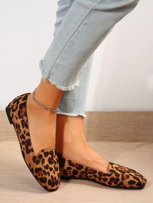 Fashionable & Comfortable Brown Leopard Print Flat Shoes - Brown - View 3