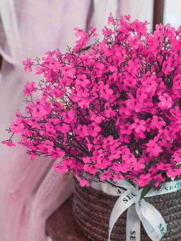 1Pc Rose Red Artificial Flowers Baby Breath Bouquet Bulk Plastic Mini Floral Bouquet Fake Gypsophila Flower Real Touch Faux Silk Flower For Home Office Bedroom Kitchen Table Wedding Halloween Party Decor, Valentine Day, Gift Gifts Birthday Graduation