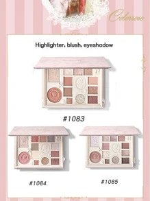 COLORROSE 压纹彩妆盘，哑光和珠光眼影粉盘，显色度高，持久闪亮眼影，质地柔滑轻盈，带镜子、高光和腮红多功能彩妆盘 - 1084粉色茶露 - 查看 10