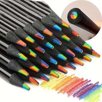 6入組彩虹顏色鉛筆+1入組7合1彩虹彩色鉛筆作為禮品,合適的適用於,塗鴉,染色,繪畫,學校,老師,學生