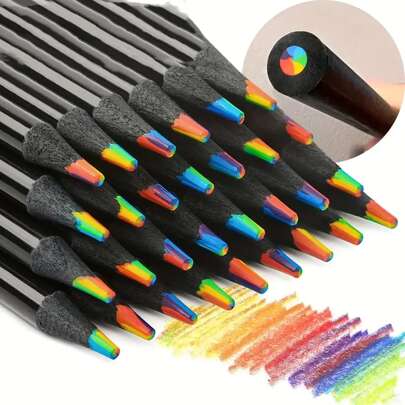 6入組彩虹顏色鉛筆+1入組7合1彩虹彩色鉛筆作為禮品,合適的適用於,塗鴉,染色,繪畫,學校,老師,學生