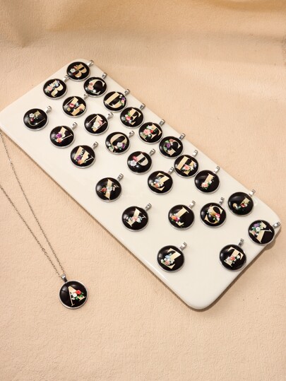 1pc Acrylic Letter Circle Shaped Elegant & Minimalistic & Classic Fashionable Necklace For Women