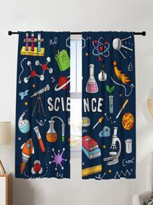 2pcs/Set Cartoon Science Themed Blackout Curtains