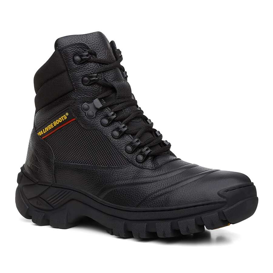 Bota Masculina Coturno Moderno de Couro Macio Confortável Com C.A