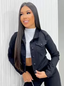 Women Denim Jackets & Coats - 黑色 - 查看 1