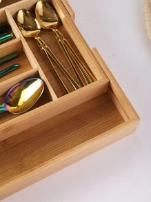 1pc Natural Bamboo Extendable Storage Box
