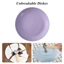 10pcs, 5.9 Inch Small Lightweight Unbreakable Plastic Dinner Plates With Base Set, , Dishwasher & Microwave Safe, Bpa-free Healthy - Purple 10 + base - View 6