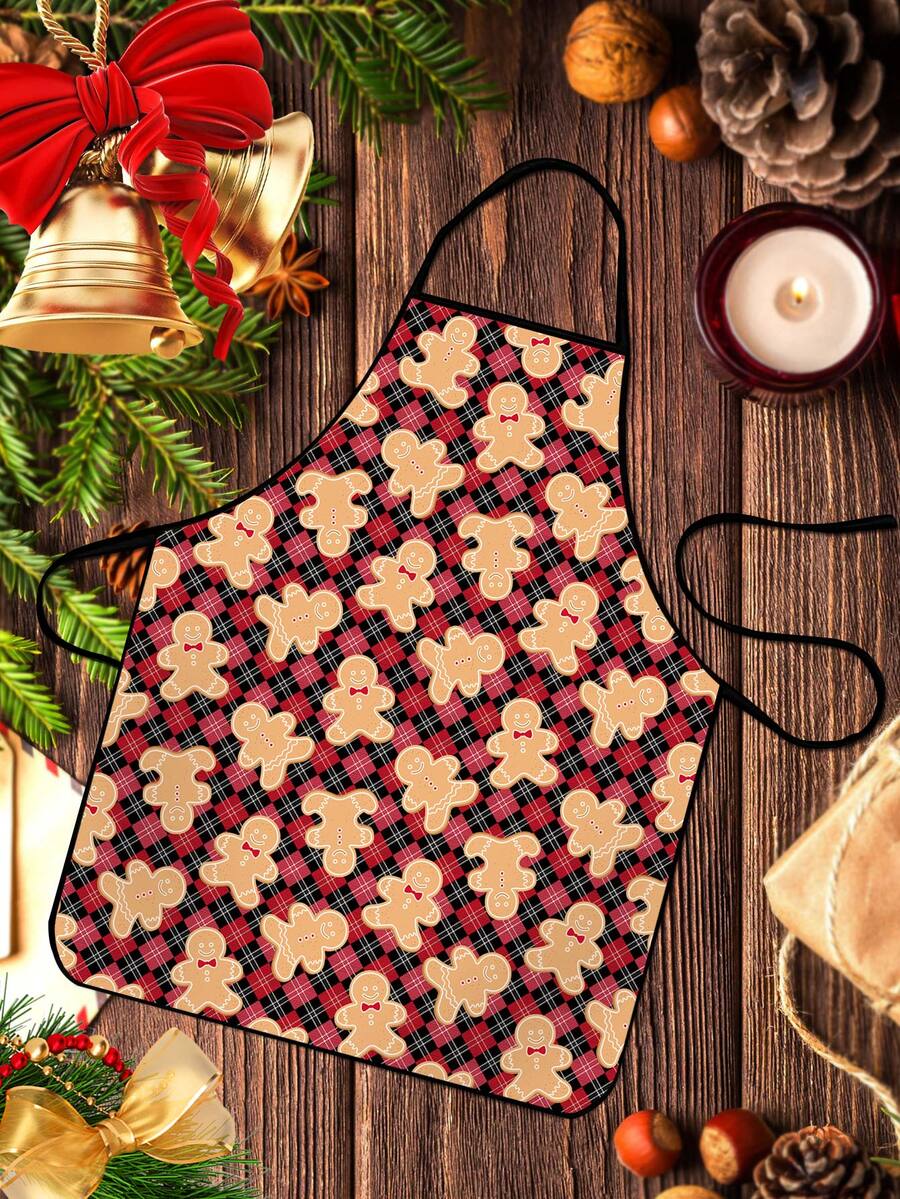 1pc Christmas Cartoon Pattern Waterproof & Stain Resistant Adult Universal Size Kitchen Apron