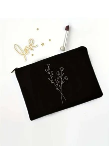 Túi đeo vai trước in họa tiết hoa đơn giản, họa tiết thường ngày, túi kết hợp di động, túi mua sắm nhẹ có túi nhỏ, túi đi học, dung tích lớn, nhẹ, di động, phù hợp cho nữ sinh trung học, sinh viên đại học, hoàn hảo cho việc trở lại trường, đại học, trung học cơ sở, trung học phổ thông, công việc, kinh doanh, đi làm - màu đen - Xem 4